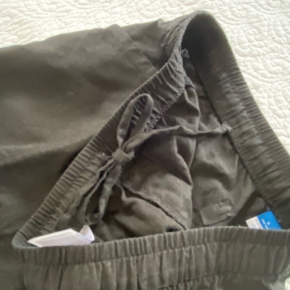 Old Navy High Waist Shorts Black Linen Blend Stretch Waist Drawstring Size M - Picture 6 of 12